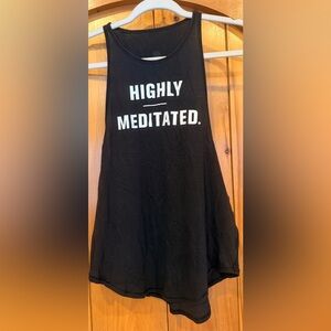 lululemon athletica Black Tank Top with White "Highly Meditated" Print